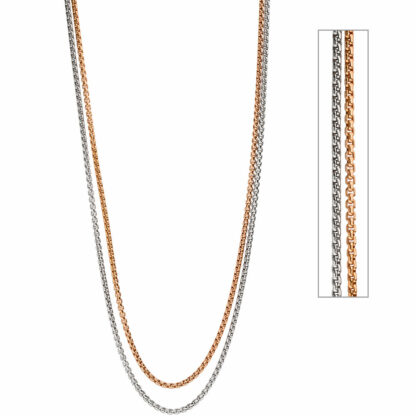 Venezianerkette 2-reihig 925 Silber/teilrotvergoldet 70 cm