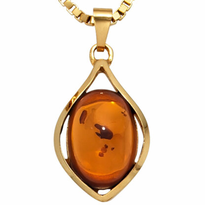 Anhänger 375 Gelbgold mit Bernstein