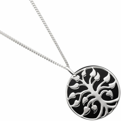 Anhänger "Baum" rund 925 Silber und Onyx-Imitation – Bild 2