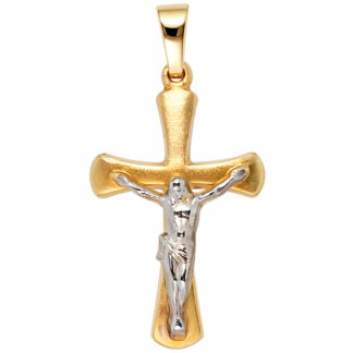 Anhänger "Kreuz mit Christus-Figur" 333 Gelbgold/teilrhodiniert