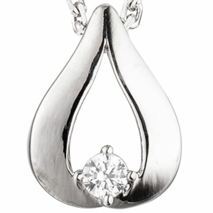 Anhänger "Tropfen" 333 Weißgold mit Zirkonia weiß