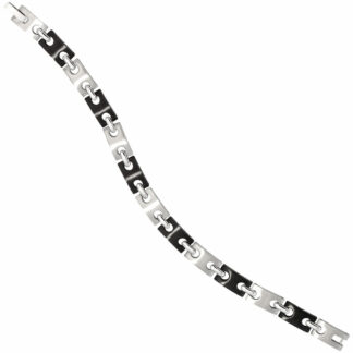 Armband Edelstahl mit Keramik schwarz bicolor