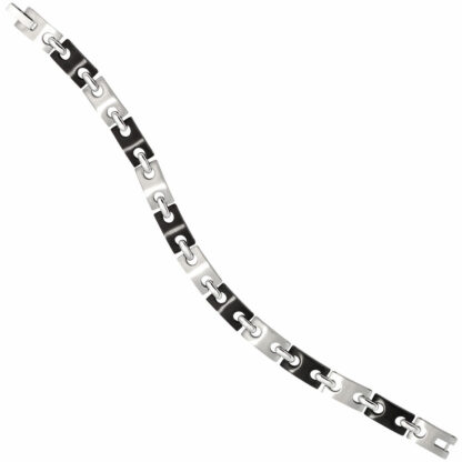 Armband Edelstahl mit Keramik schwarz bicolor