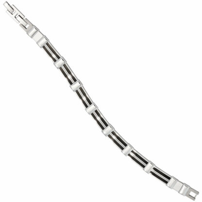 Armband Edelstahl mit Keramik schwarz Streifen-Design