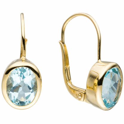 Boutons 333 Gelbgold mit Blautopasen facettiert
