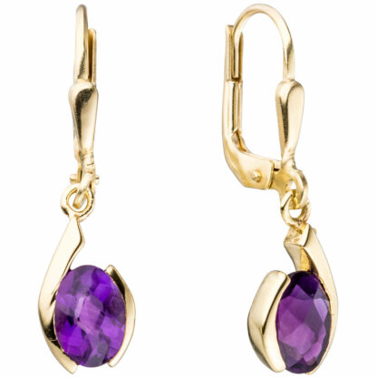 Boutons 333 Gelbgold mit Amethyst lila-violett