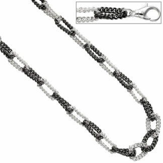 Collier-Panzerkette 925 Silber/teil-schwarz-rhodiniert
