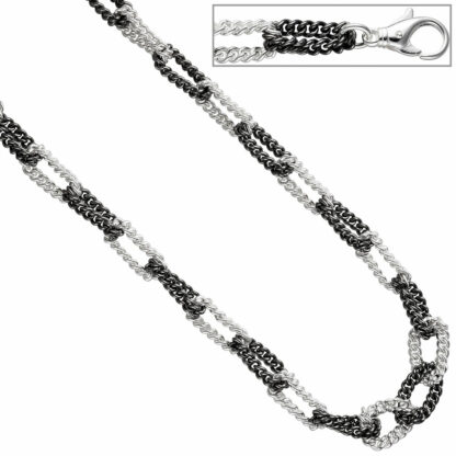 Collier-Panzerkette 925 Silber/teil-schwarz-rhodiniert
