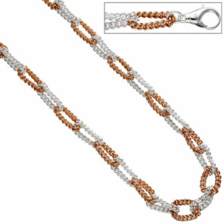 Collier/Panzerkette 925 Silber/teilrotvergoldet