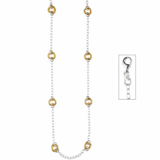 Collier 925 Silber/teilvergoldet Ringoptik