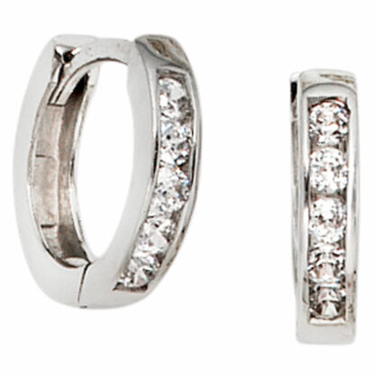 Creolen 333 Weißgold mit 10 Zirkonia weiß
