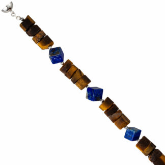 Natur-Collier Lapis Lazuli und Tigerauge 925 Silber