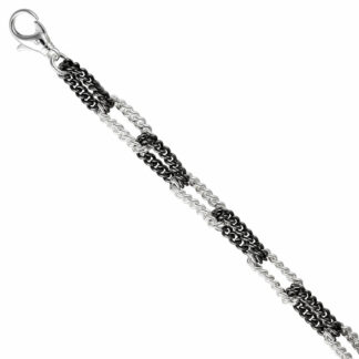 Panzerarmband 925 Silber/teil-schwarz-rhodiniert