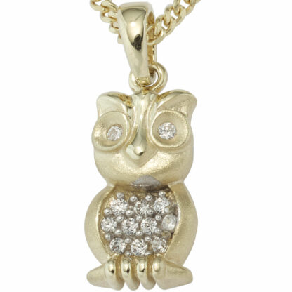 Anhänger "Eule"  333 Gelbgold mit Zirkonia weiß