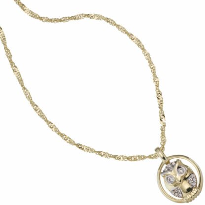 Anhänger "Eule" 333 Gelbgold mit Zirkonia weiß rund – Bild 2