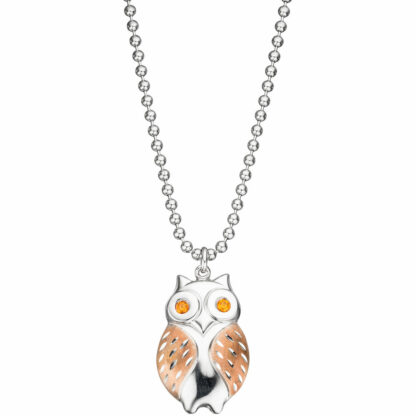Anhänger "Eule" 925 Silber/rotvergoldet mit Zirkonia orange – Bild 2