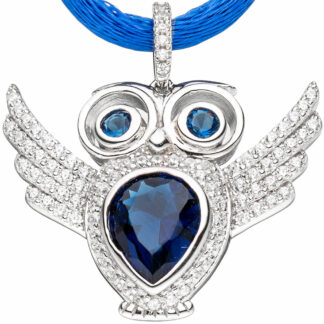 Anhänger "Eule" 925 Silber mit Zirkonia blau/weiß