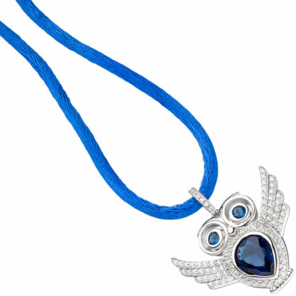 Anhänger "Eule" 925 Silber mit Zirkonia blau/weiß – Bild 2