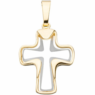 Anhänger "Kreuz" 333 Gelbgold mit Kristall