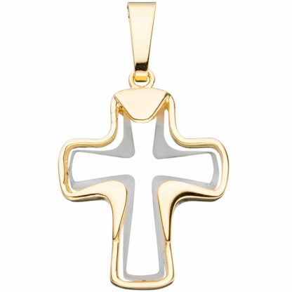 Anhänger "Kreuz" 333 Gelbgold mit Kristall