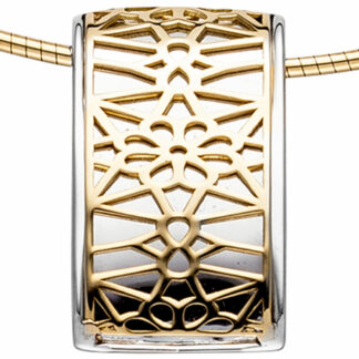 Anhänger 925 Silber mit Blumenmotiv abstrakt 750 Gelbgold