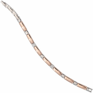 Armband Edelstahl/PVD rotgoldfarben mit Zirkonia weiß