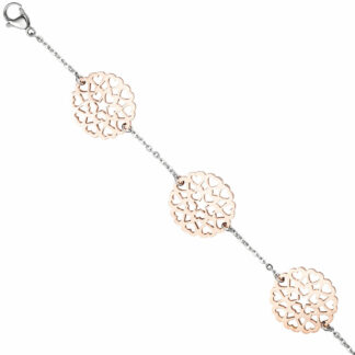Armband "Herzen" Edelstahl mit PVD rotgoldfarben