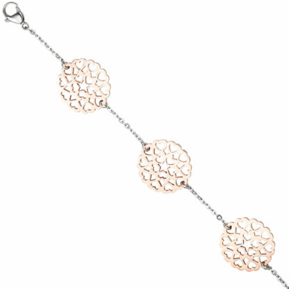 Armband "Herzen" Edelstahl mit PVD rotgoldfarben