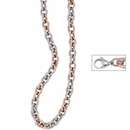 Collier Edelstahl und PVD rotgoldfarben Anker