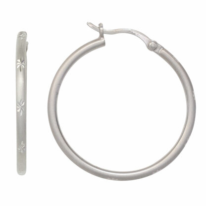 Creolen 925 Silber mit Lilien-Dekor