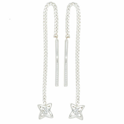 Durchzieh-Ohrhänger "Stern" 925 Silber mit Zirkonia weiß