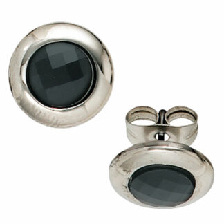 Ohrstecker Edelstahl mit SWAROVSKI ELEMENT schwarz rund