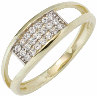 Ring 333 Gelbgold mit Zirkonia weiß Doppelschiene