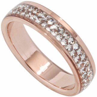Ring Edelstahl/PVD rotgoldfarben mit SWAROVSKI ELEMENTS weiß