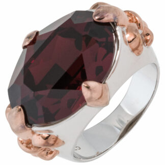 Ring 925 Silber/PVD rotgoldfarben mit SWAROVSKI ELEMENT braun