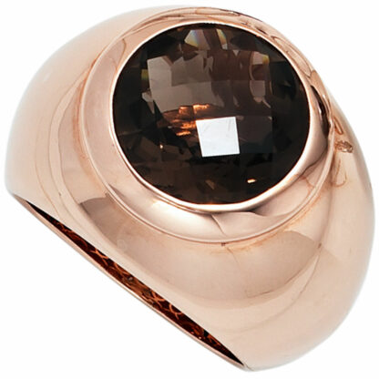 Ring 925 Silber/rosévergoldet mit Rauchquarz braun