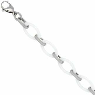 Armband Edelstahl und Keramik weiß Marquise