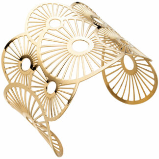 Armreif offen Edelstahl/PVD goldfarben Kreis-Design abstrakt