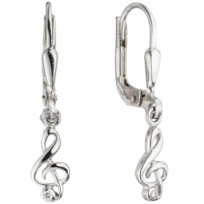 Boutons "Violin Schlüssel" 925 Silber mit Zirkonia weiß