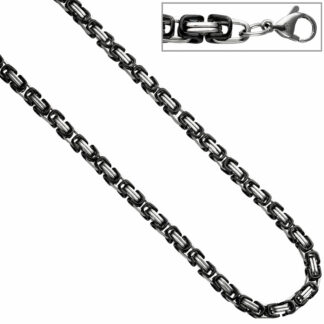 Collier/Königskette Edelstahl und PVD schwarz 55 cm