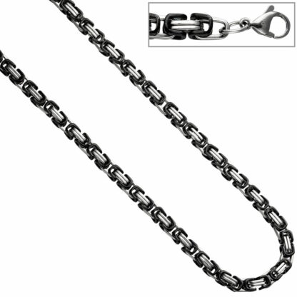 Collier/Königskette Edelstahl und PVD schwarz 55 cm