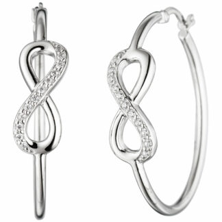 Creolen "unendlich" 925 Silber mit Zirkonia weiß