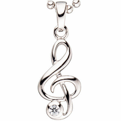 Kinder Anhänger "Violin Schlüssel" 925 Silber mit Zirkonia