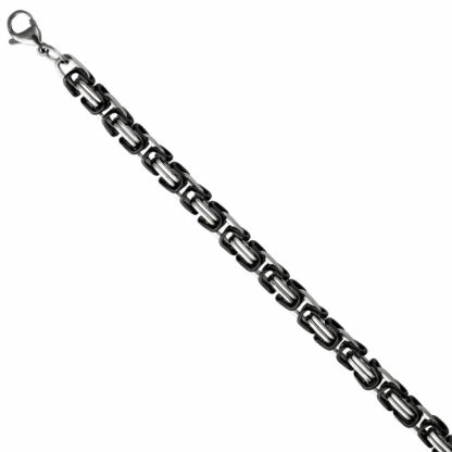 Königsarmband Edelstahl und PVD schwarz 23 cm