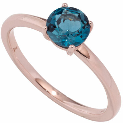 Ring Solitär 585 Rotgold mit Blautopas London Blue