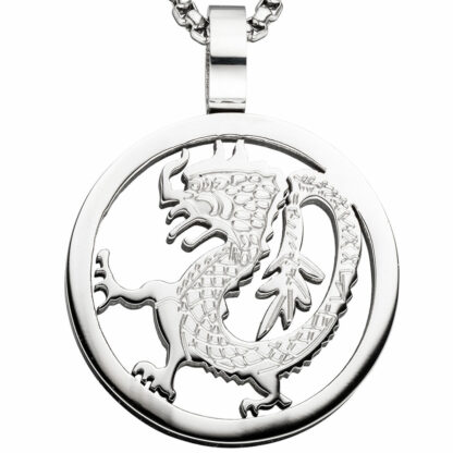 Anhänger "Drache" rund Edelstahl