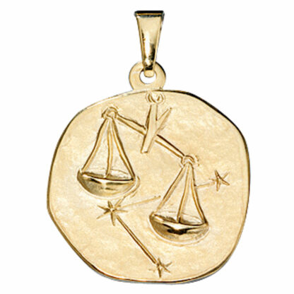 Anhänger Sternzeichen "Waage" 333 Gelbgold rund