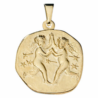 Anhänger Sternzeichen "Zwilling" 333 Gelbgold rund