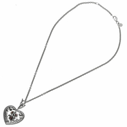 Collier mit Anhänger "Herz/Reh" 925 Silber antik rhodiniert – Bild 2