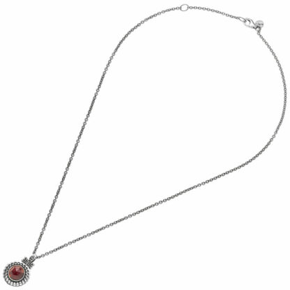 Collier mit Anhänger 925 Silber antik rhodiniert mit Granat – Bild 2